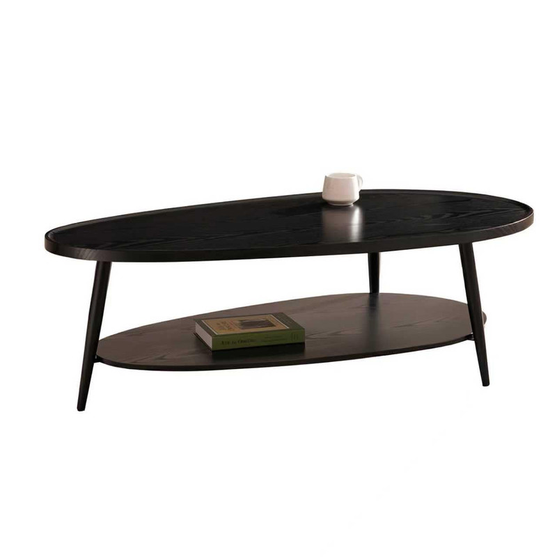 Shrine Black Oval Coffee Table Mid-Century Modern Coffee Table Black Walnut