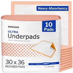 McKesson Underpads Disposable Bed 30×36 Inch (Pack of 10), Peach Backsheet
