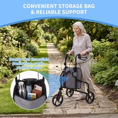 Mobility 3 Wheel Upright Walker 14Lb Foldable Rollator Tri Scooter for Seniors