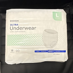 McKesson Ultra Underwear Incontinence Pants L Heavy 18 Ct White Disposable