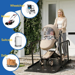 Folding Wheelchair Ramp with Handrails, 49.2″ Length Adjustable Height (1″-7.28″