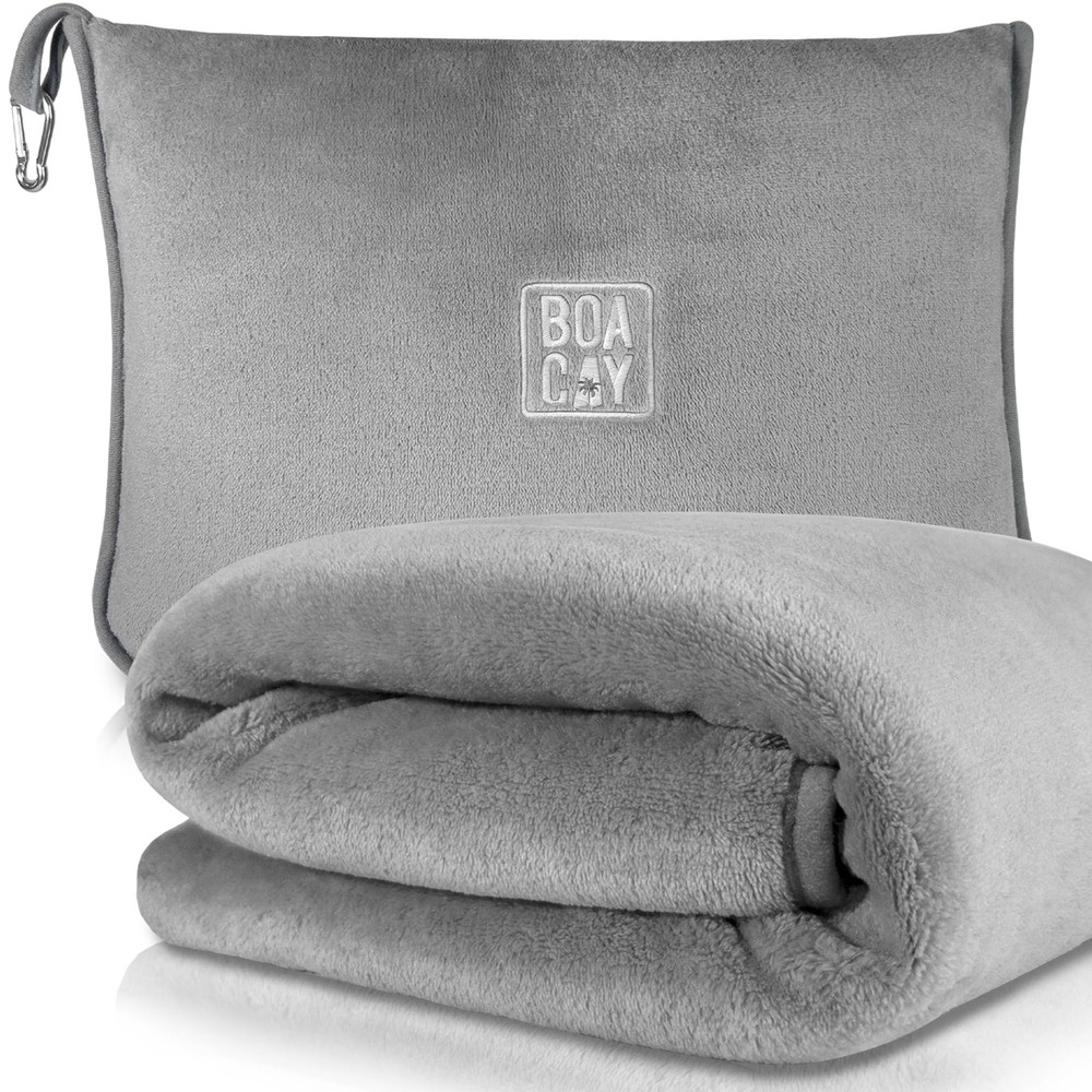 BOACAY Soft & Warm Travel Blanket for Airplane & Car – Long Single, Gray