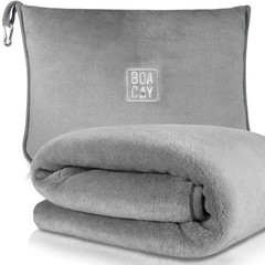 BOACAY Soft & Warm Travel Blanket for Airplane & Car – Long Single, Gray