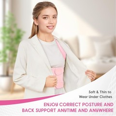 Posture Corrector for Women and Men,Adjustable Full Back Brace Medium, Pink