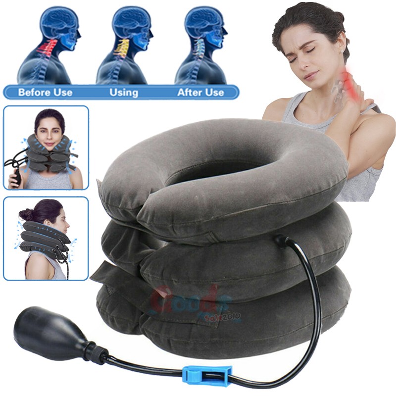 Adjustable Inflatable Neck Pillow Travel Cervical Neck Traction Collar Brace