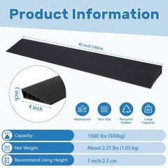 EaseThrift 1″ Rise Threshold Ramps for Doorways 40 in – 1 PC, Black