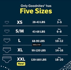 Goodnites Nighttime Bedwetting Underwear For Boys Size XL (95-120 lbs) 46 Count