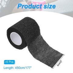 6Pcs 2″ x 177″ Self Adhesive Bandage Wrap Elastic Self Tape Black