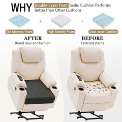 Extra Large Dual-Layer Gel Memory Foam Recliner Cushion, 20x20x5 Inch, Non-Slip,