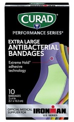 CURAD Performance Series IRONMAN Antibacterial Bandages, 10 Count (Pack of 1)