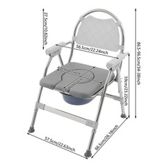 150kg/330.69 lbs Foldable Toilet Chair w/ Padded Seat Plate and Toilet Bucket