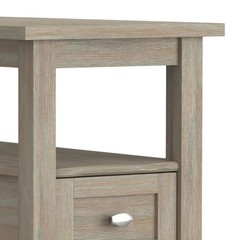 Simplihome Warm Shaker End – 14 Inch Wide Solid Wood Narrow Side In Distressed