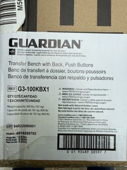 Guardian G3-100KBX1 Transfer Bench w/ Back 400 lb Capacity Adjustable Height NEW