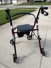 Medline Steel Rollator, 6” Wheels, 350-lb. Weight Capacity, Burgundy