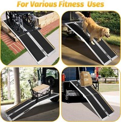 7/8/9/10 FT Portable Aluminum Wheelchair Ramp Non-Slip Folding Ramps Steps
