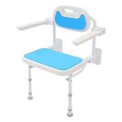 Wall Mounted Folding Shower Chair, Height Adjustable Shower Chair With Backrest