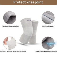 Wonder Care 2-Pack Bamboo Knee Compression Sleeve for Men and XX-Large, Grey