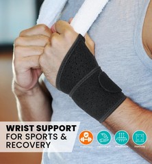 HiRui Wrist Wraps 2-Pack, Adjustable Breathable Support Brace for Black