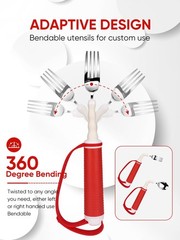 Adaptive Utensils for Disability Gadgets Swivel Fork Spoon Easy White + Red