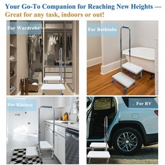 Aliseniors Step Stool with Handle and Non-Skid Platform, Heavy Duty 2 Steps M…