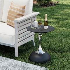 Funecy Metal Round End Tablemodern Pedestal Tablecorner Drink Tablesaccent Side