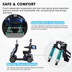 1000W 4 Wheels Mobility Scooters 500lbs Capacity 48V/20A 33 Miles Seniors Adults