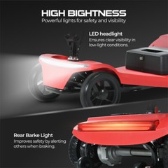 4 Wheels Foldable Senior Mobility Scooter 10-20 Miles 330bs Capacity 250W 5 Mph