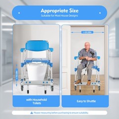 350lbs Commode Wheelchair Assist Mobility Medical Transport Rolling Shower Chair