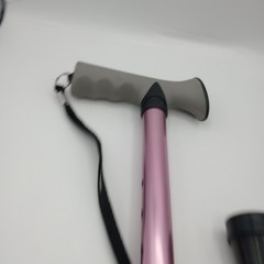 Pink Soft Grip Walking Cane Adjustable Height With Wrist Strap New