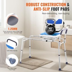 Sliding Tub Transfer Bench Bath Shower Chair w/360 Degree Swivel Seat 400 lb
