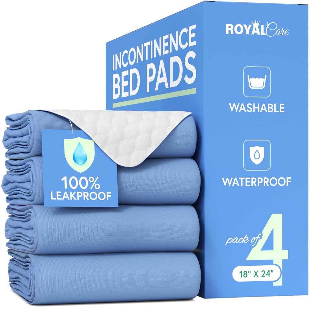 Incontinence Bed Pads – 18×24 | Cotton Blend | Washable Bed Pads for Adults, …