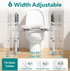 Soundfuse Raised Toilet Seat w/ Handles Adjustable 400lb Padded