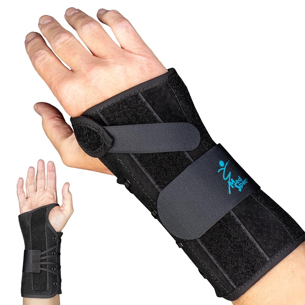 Med Spec 8″ Wrist Lacer (Right Hand, Medium) – Brace with Medium, Black