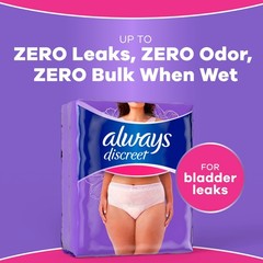 Always Discreet Incontinence Underwear for Women L Maximum Absorb 17/28/56 CT