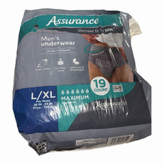 Assurance Men’s Disposable Incontinence Pants Max Absorbency L/XL Gray 19