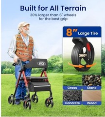 Walkers for Seniors, Z21 Rollator Walker with Seat Supports 350lb, 8″ Big Wheels