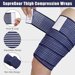 2 Pcs Hamstring and Thigh Compression Wraps, Adjustable 150 cm/59 in Dark Blue