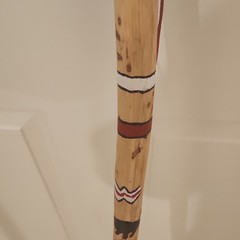 Handcrafted Wooden Walking Stick Cane , Painted Bands