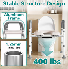 Soundfuse Raised Toilet Seat w/ Handles Adjustable 400lb Padded