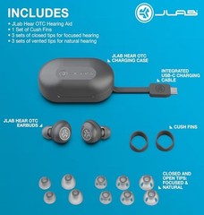 Hearing Aid JLab Hear Bluetooth Earbuds 4 Preset Mode Rechargeable In Ear Detect