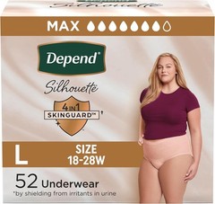 Depend Silhouette Women’s Adult Incontinence Underwear Large Black 52ct Max