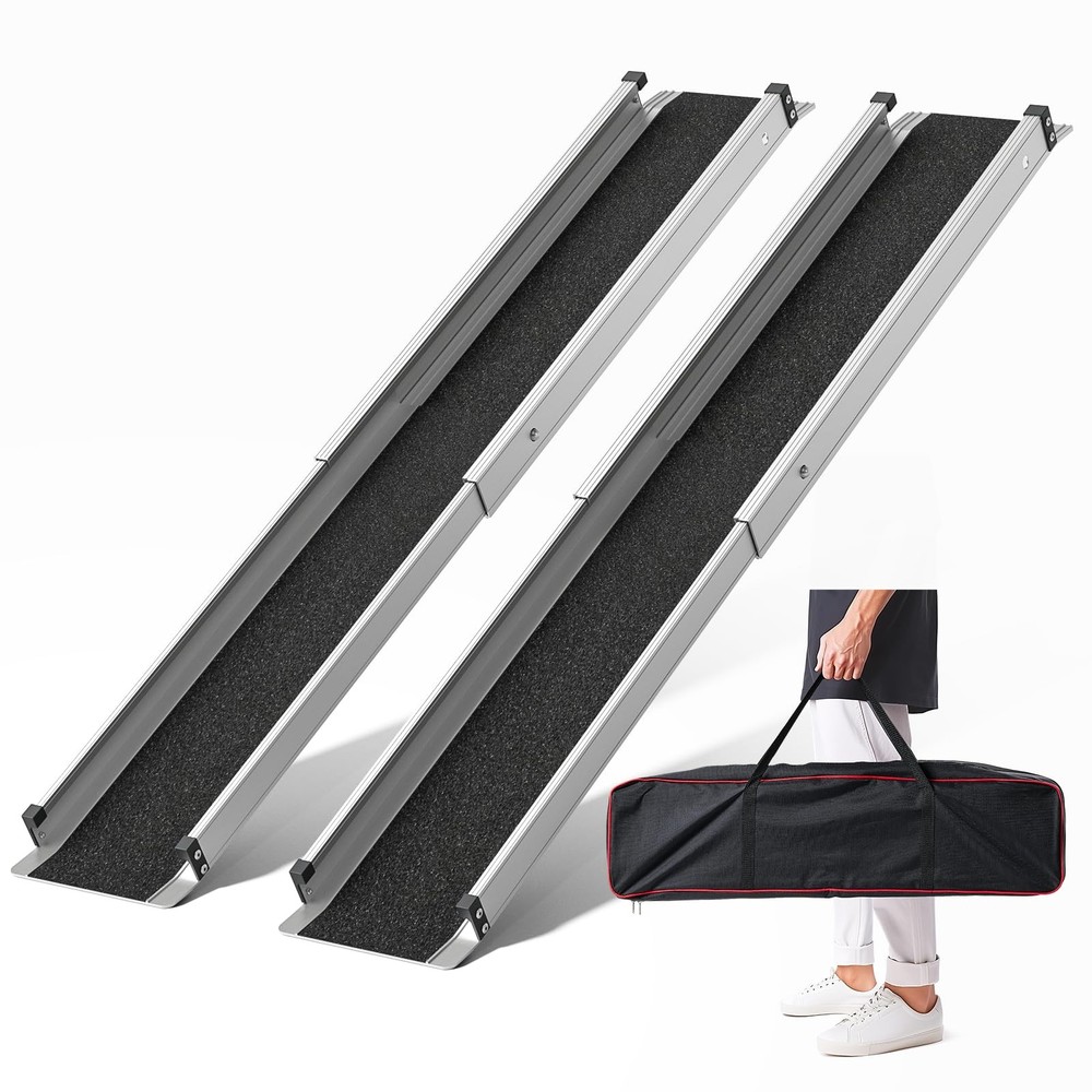 84 Inch Telescoping Wheelchair Ramp 7FT 600lb Capacity 2