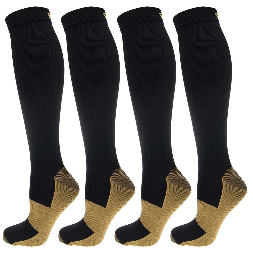 (4 Pairs) Socks Miracle Support Compression Calf Men’s Women’s 20-30mmHg Copper