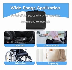 YOUFI Black Memory Foam Cooling Gel Seat Cushion, Non-Slip, Removable Cover