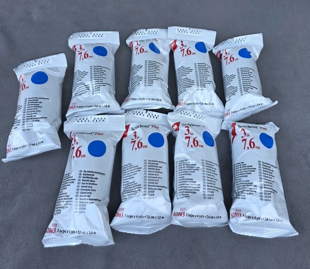 3M Scotchcast Plus Cast Tape Fiberglass/Resin Blue, 82003 Bundle Of 9