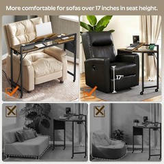 Recliner Table Overbed Table W/ Charging Station & Wheels Over The Bed Desk