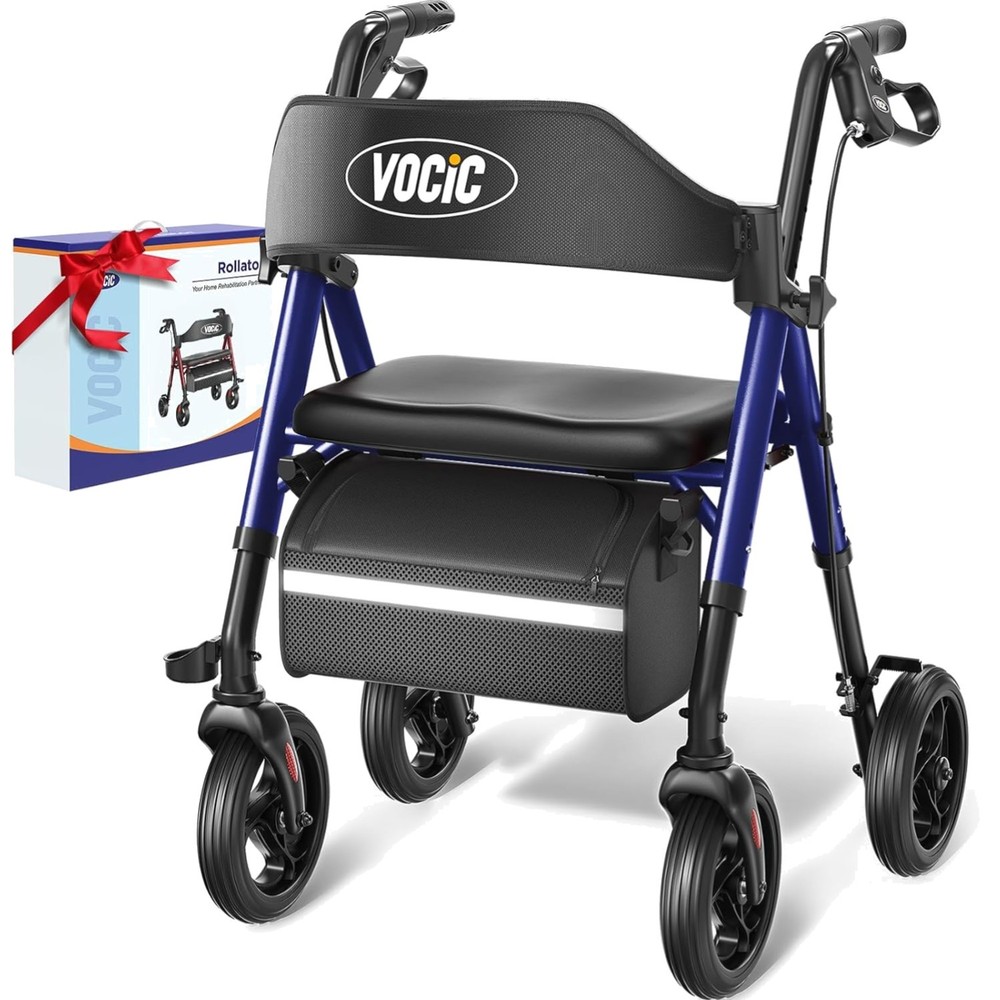 Walkers for Seniors, Z21 Rollator Walker with Seat Supports 350lb, 8″ Big Whe…