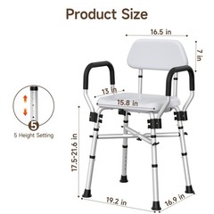 500Lbs Padded Shower Chair Bath Bench Seat Stool w/ Arms & Adjustable Height US