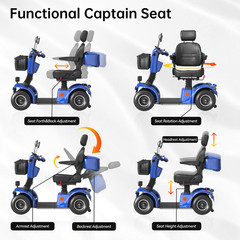 500W 48V/20AH Four Wheels Mobility Scooter for Senior & Adult 330lbs Capacity