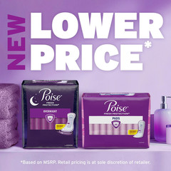 Poise Incontinence & Postpartum Pads, 7 Drop Ultra Absorbent Long Length, 39 Ct